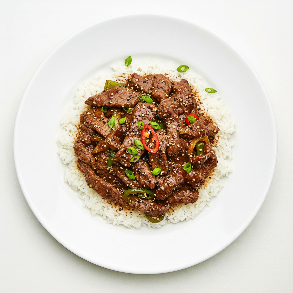 BEEF WITH BLACK PEPER SAUCE Full