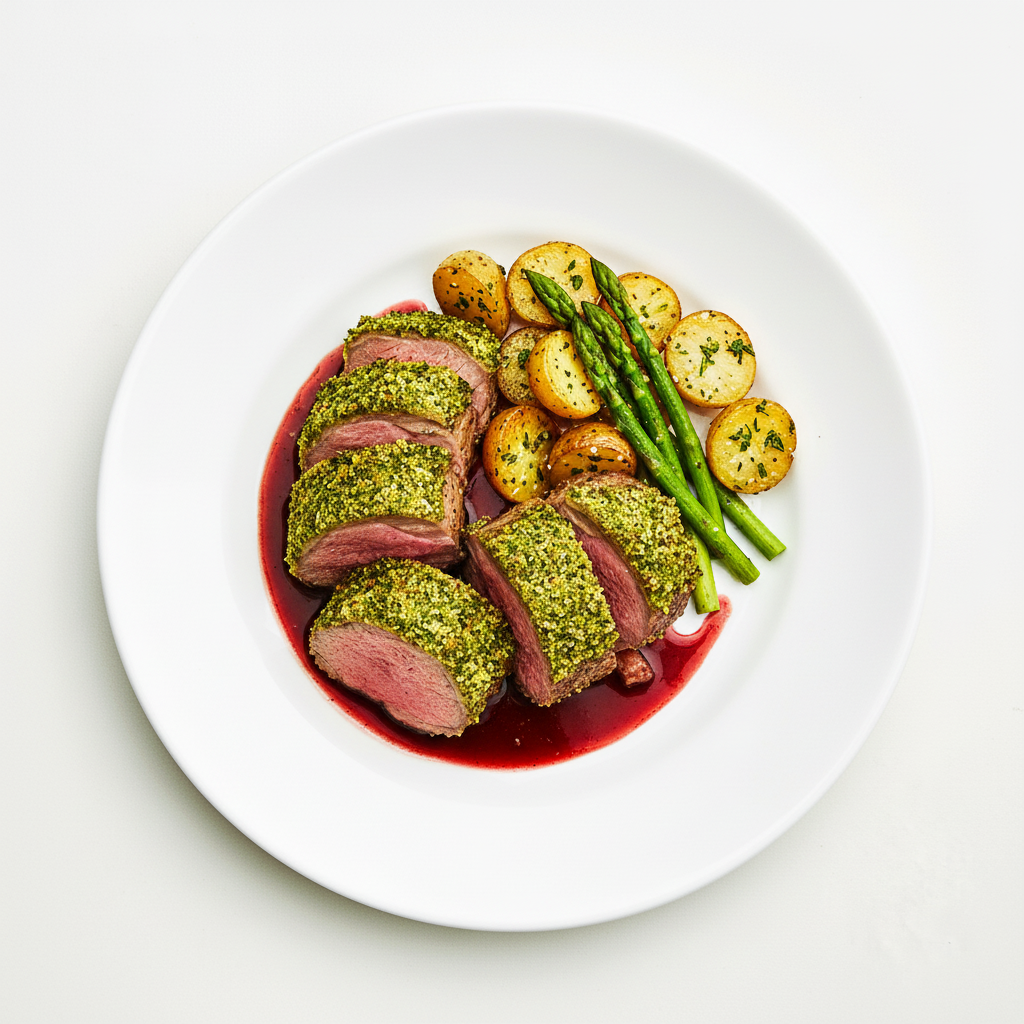 Herb Crusted Lamb Rack with Vegetables Provençale Full