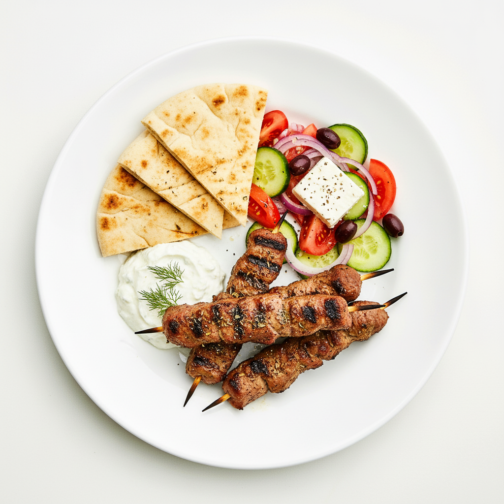 Open Lamb Souvlaki Full