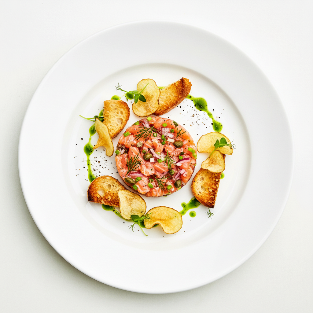 Mexican salmon salsa on corn cracker Full