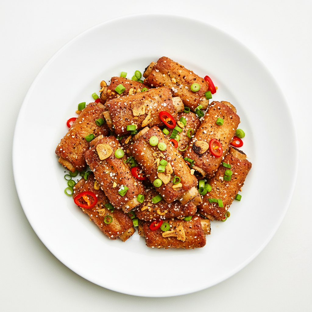 Fried Pork Chops with Pepper, Salt and Chilli Full